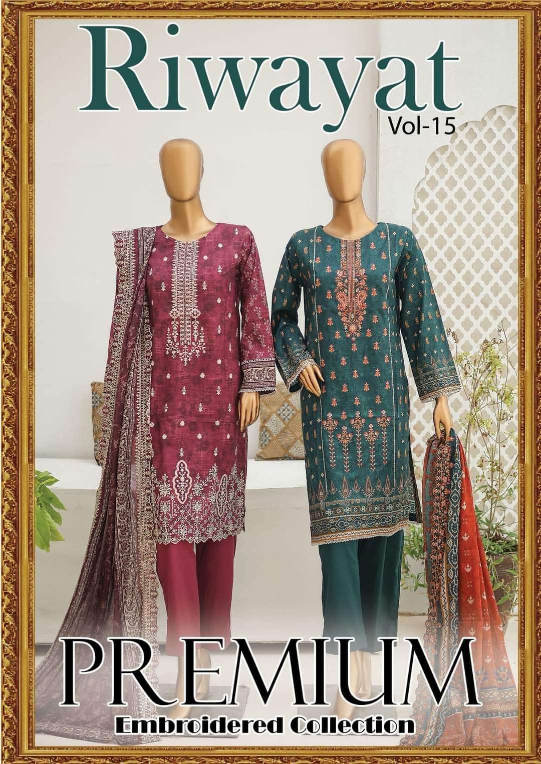 PREMIUM EMBROIDERED LAWN VOL-15 BY RIWAYAT 